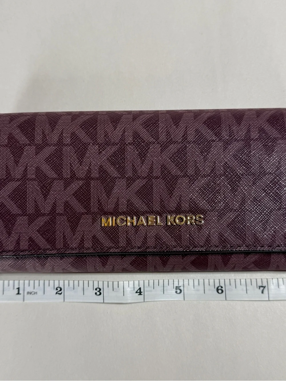 Michael Kors Plum Signature Continental Wallet with Gold Logo